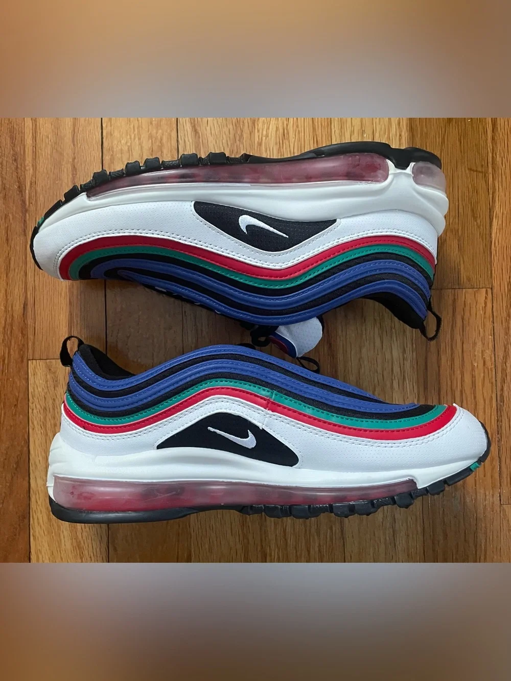 NWB Nike Air Max ‘97 Red Black White Blue Green Sneakers Youth Size 6.5